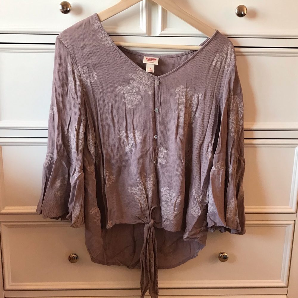 MOSSIMO Gray/Purple Floral Blouse
